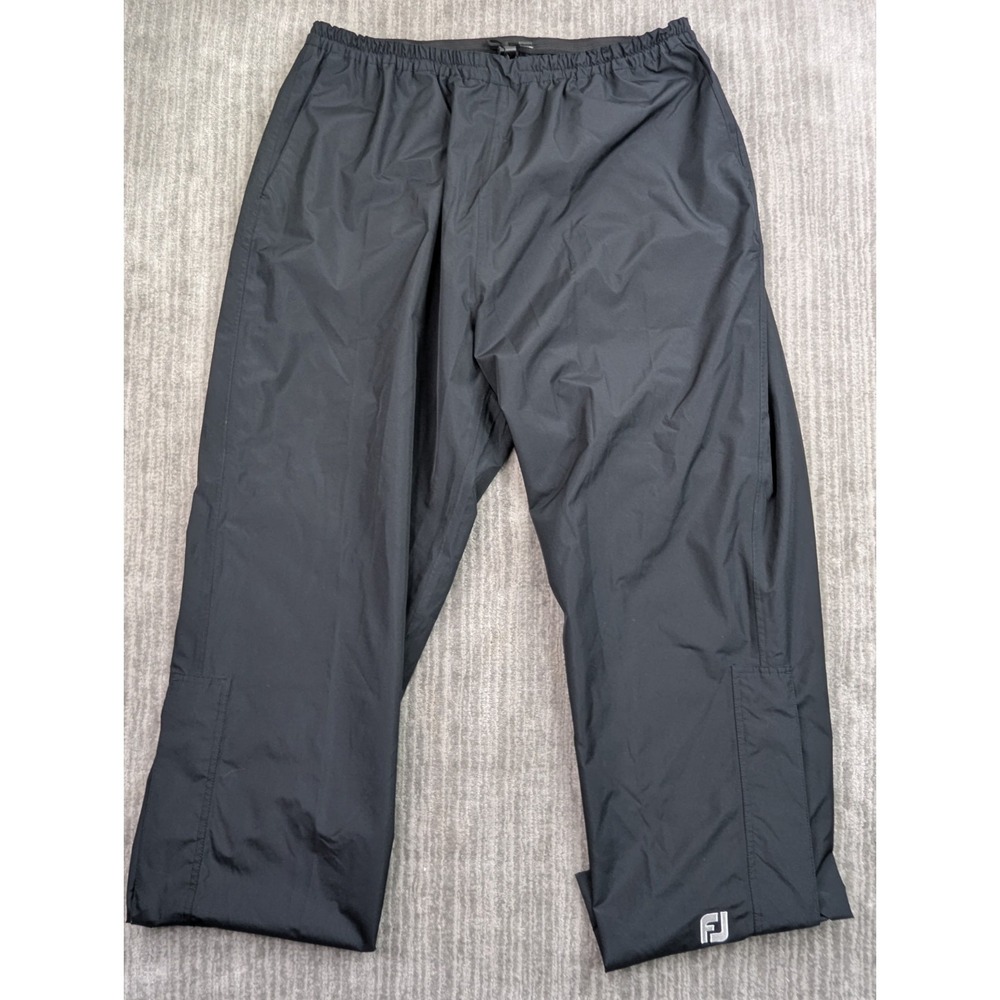 FootJoy DryJoys Rain Pants Mens XL Black Waterproof Golf Side Zip Snap FJ